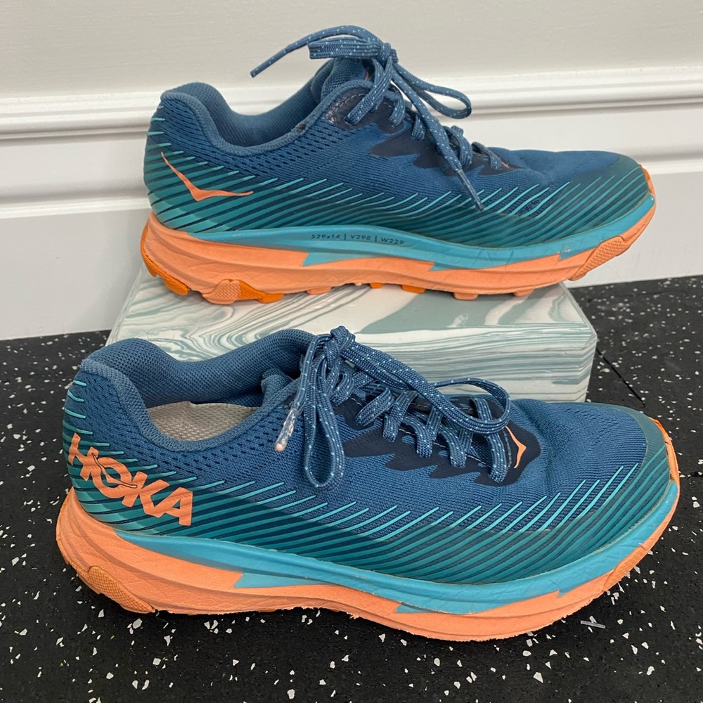 Hoka One One Torrent 2 Women's Teal and Coral Athletic Shoes Size 6